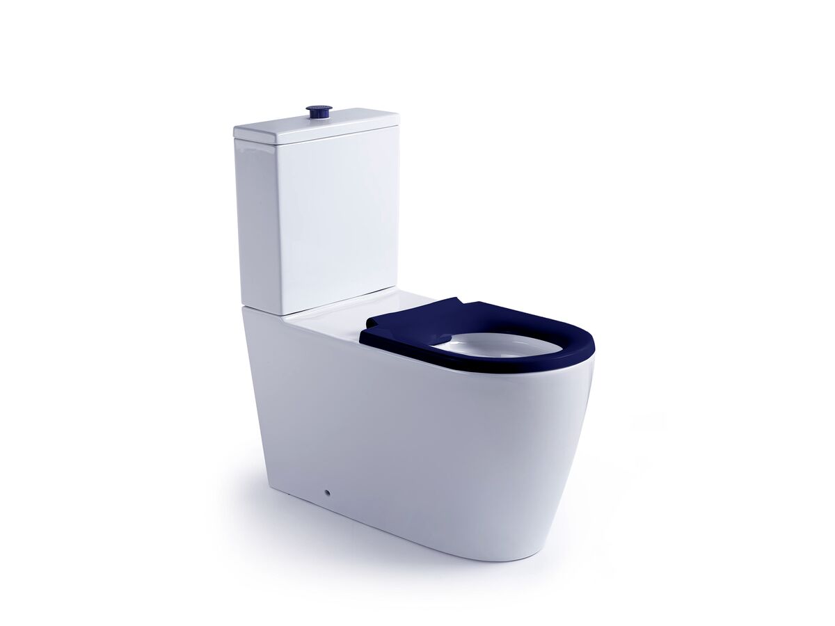 Wolfen 800 Close Coupled Back to Wall Rimless Toilet Suite with Single Flap Seat Blue (4 Star)