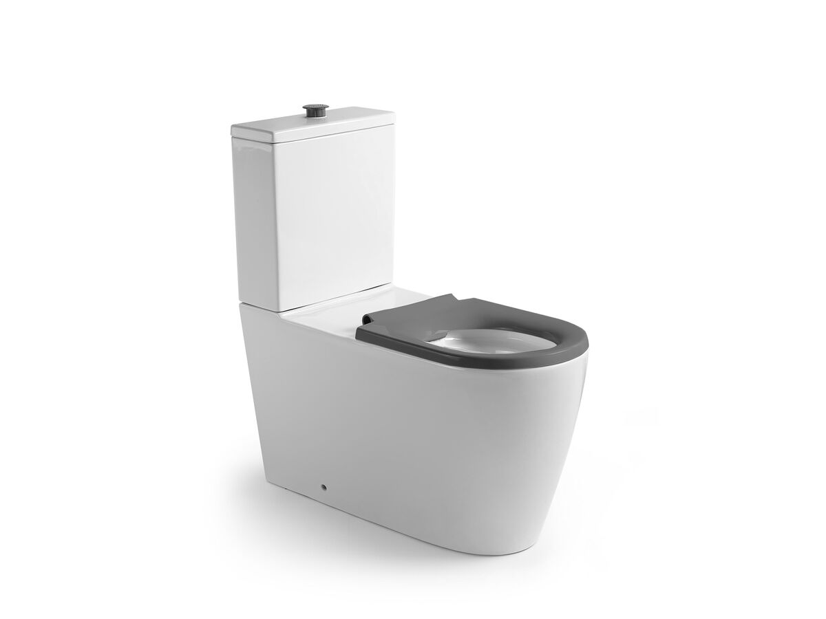 Wolfen 800 Close Coupled Back to Wall Rimless Toilet Suite with Single Flap Seat Grey (4 Star)